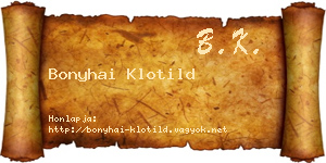 Bonyhai Klotild névjegykártya